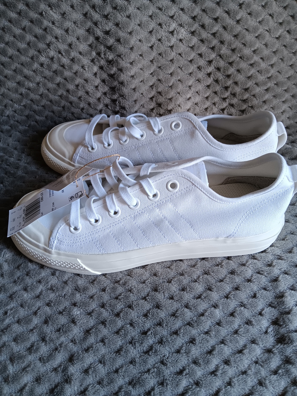 Adidas Originals Nizza RF Triple White Canvas Shoes Men Size 8 Woman's 9